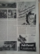 1942 Poll Parrot Childrens Shoes Little Girl Daughter Star Brand Original Ad