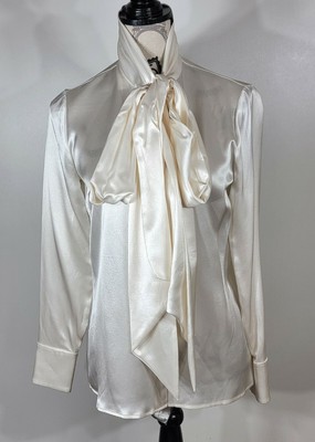 white satin blouse with bow