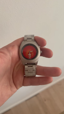 SUPER RARE Fossil Big Tic JR-8651 Glowing LCD Watch Skull Flames