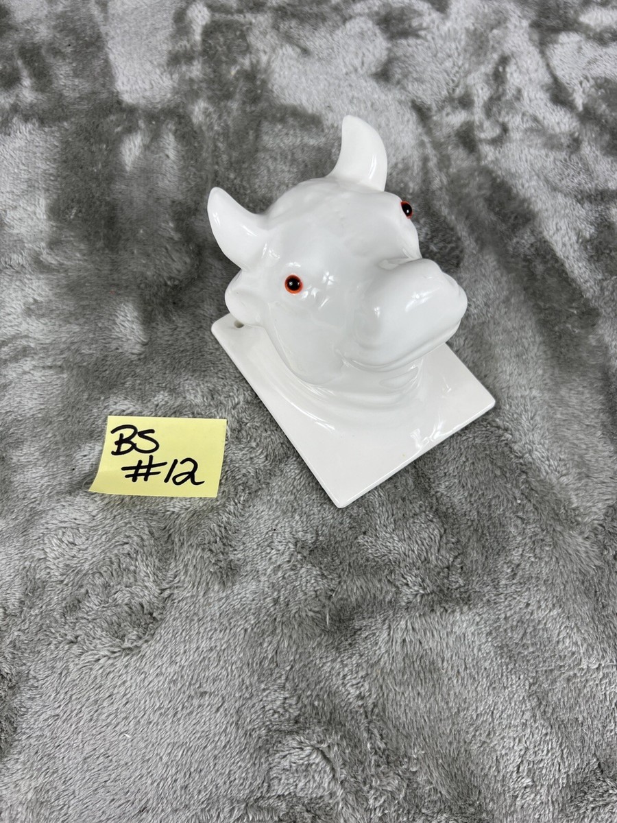 Vintage Ceramic Cow Wall Art White Ceramic Bull Steer Head Wall