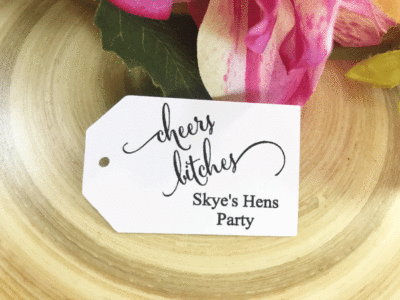 10 White Gift Tags Bomboniere Birthday Wedding Favour Hen Personalised Thank you