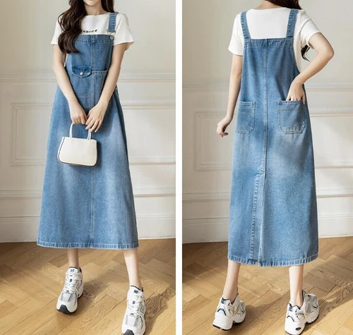 Damen Freizeit Jeansrock Overall Kleid Schürze Straps Latzkleid Geschenk- - Bild 1 von 18