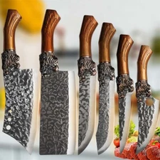 6PCS Kitchen Knife Set Handmade Forged Stainless Steel for Kitchen Convenience