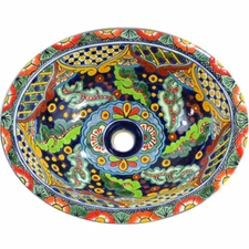 21" x 17" Mexican Ceramic Bathroom Sink Drop in Talavera Handmade # 192
