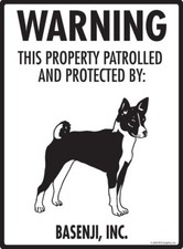 Warning Basenji Property Protected - Beware Dog Aluminum Dog Sign - 9" x 12"