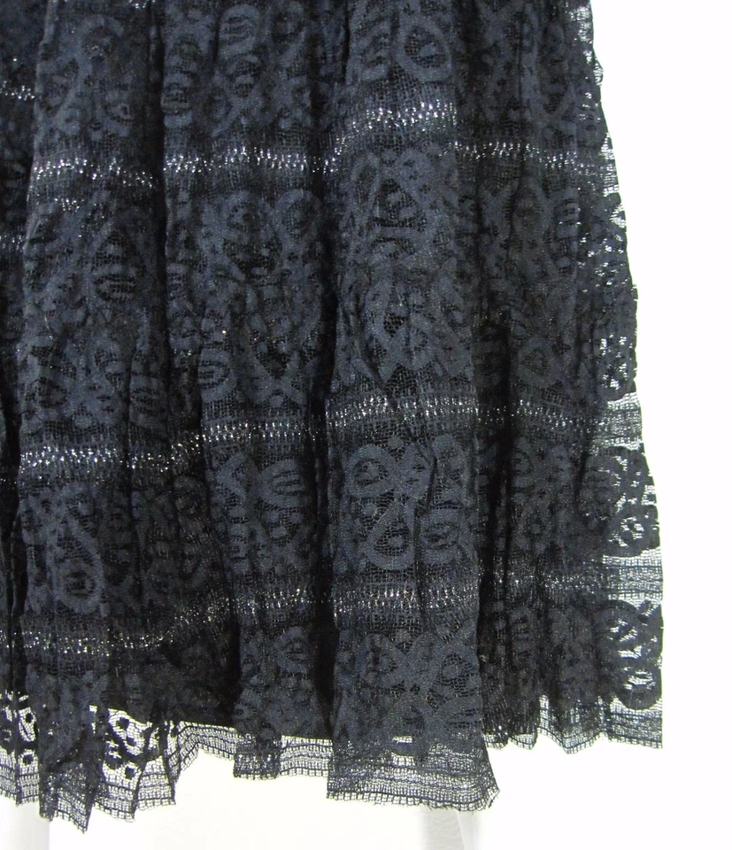 STUDIO M Elastic Waist LACE PEASANT SKIRT SIZE XS SOLID BLACK 051 - Image 3 of 4