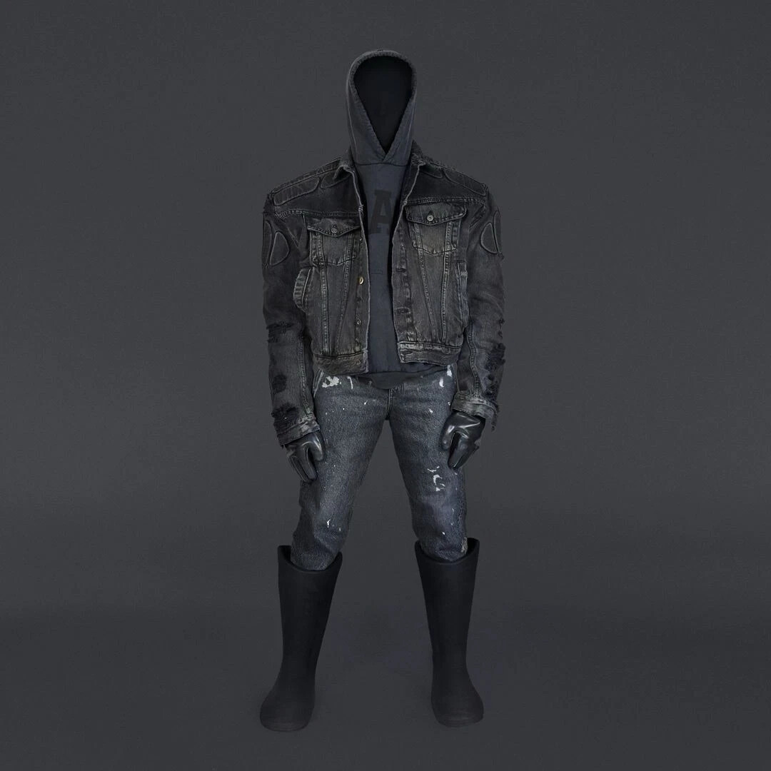 Size XXL - Padded Denim Jacket In Washed Grey Yeezy GAP