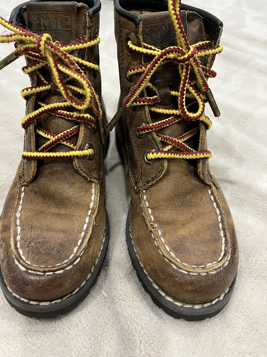 Frye DAKOTA MID LACE Youth Unisex Size 11 Brown Leather  display picture 2