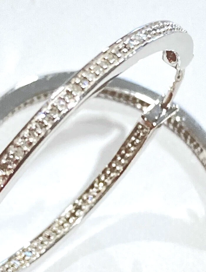Classic Affinity Diamonds 1.5" Inside Out 1/2 ct tw Diamond Hoop Earrings 9.3g - Image 3 of 3
