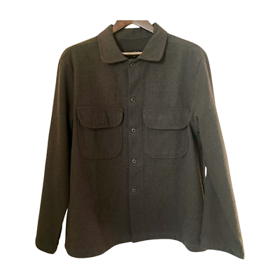 evan kinori Field Shirt Size L Yarn Dyed Wool Cotton Brown Used | eBay 