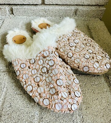 Far Away From Close Embellished Slide Slippers size 6 Anthropology