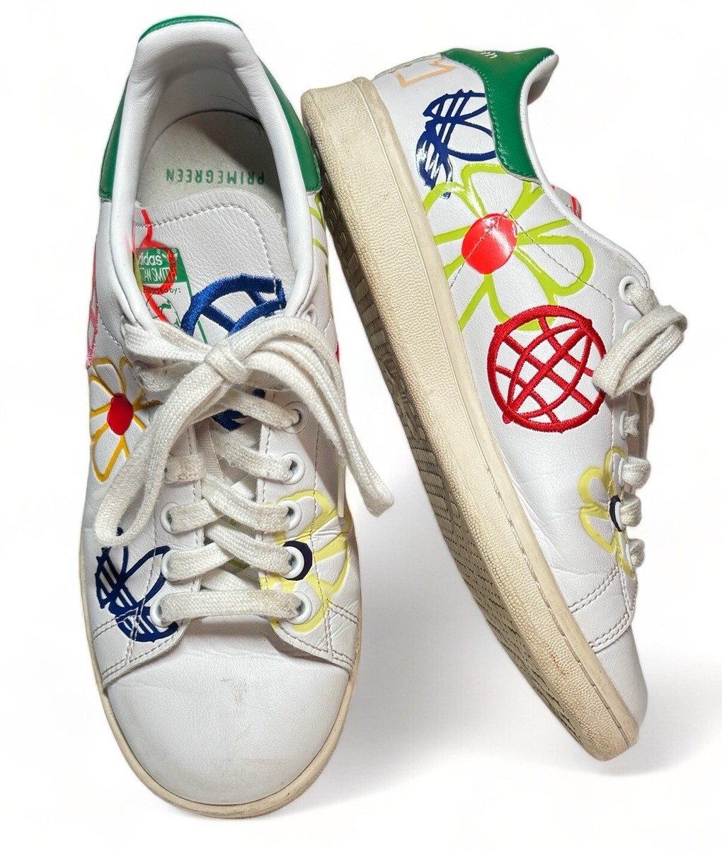 Adidas Stan Smith Prime green Floral Tennis Shoes, Women's