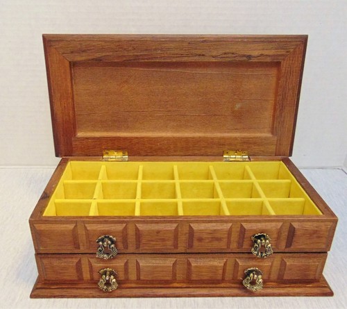 Organizador de almacenamiento de caja de baratijas para joyería de madera marrón con 1 cajón - Imagen 2 de 7