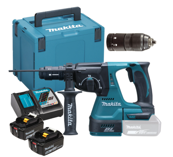 Makita DHR243RTJ Akku-Kombihammer 18 V Hammerbohren Bohren MeißEln Mit 2X Akku-image