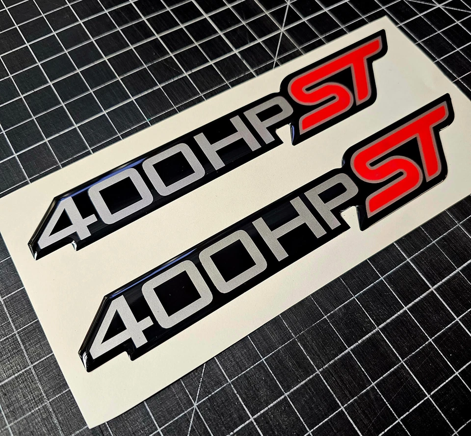 (2) Insignias recubiertas de gel Ford Explorer ST 400 hp Ecoboost plateado/rojo negro Foto 3 de 4