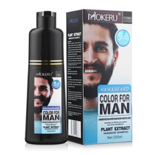 200ml Permanent Men Beard Hair Color Dye Tint Moustache Black Darkening Shampoo