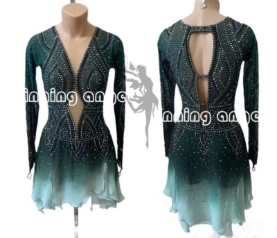 Figure Skating Dress Women's / Girls' Ice Skating Dress green dyeing | eBay Figure Skating Dress Women's / Girls' Ice Skating Dress green dyeing | eBay