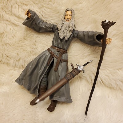 Gandalf Figure Vintage. Flex. Rubber. Staff. Sword. 6.5