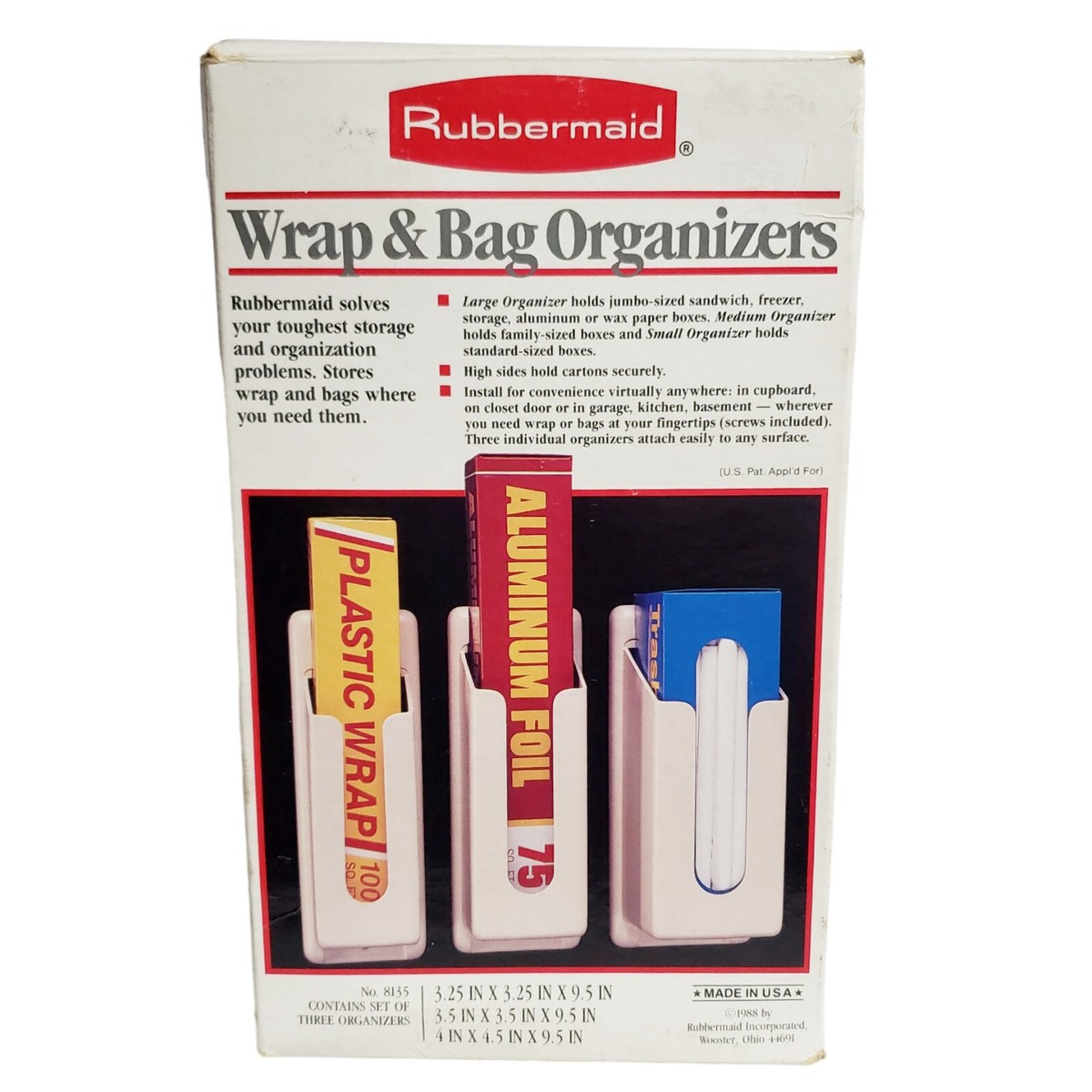 Rubbermaid Wrap Bag Organizers Holder Storage Cabinet Door Pantry