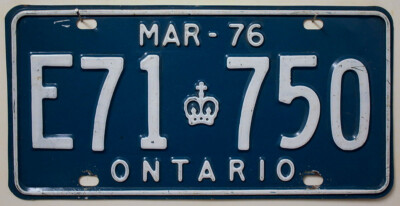 Ontario Nummernschild 1976 Kanada Kennzeichen Canada Oldtimer Schild Toronto E71
