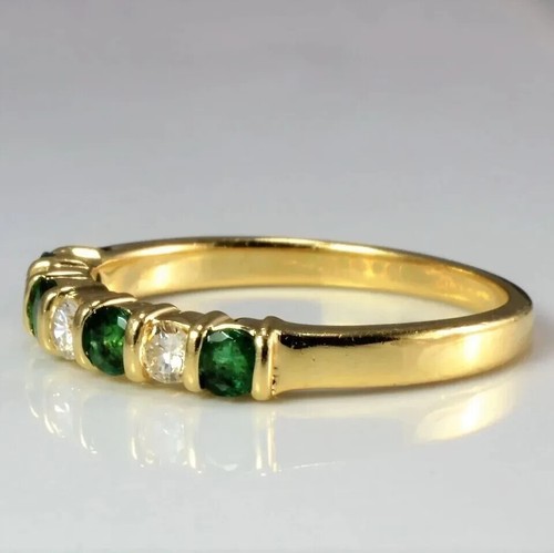 2 Ct Round Cut Lab-Created Emerald Wedding Band Ring in 14k Yellow Gold Plated - Picture 2 of 5