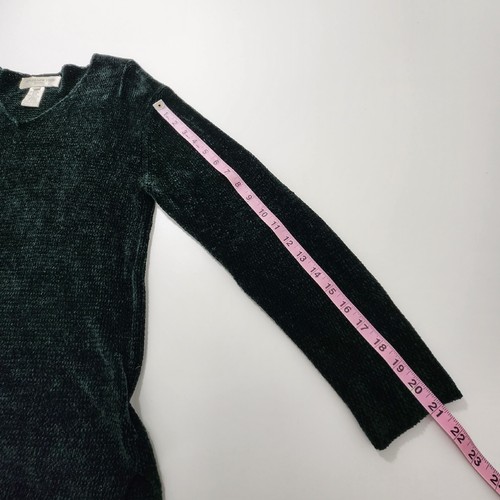 Jones New York Black Green Pullover V-Neck Long Sleeve Top Blouse Shirt Sweater - Picture 7 of 8