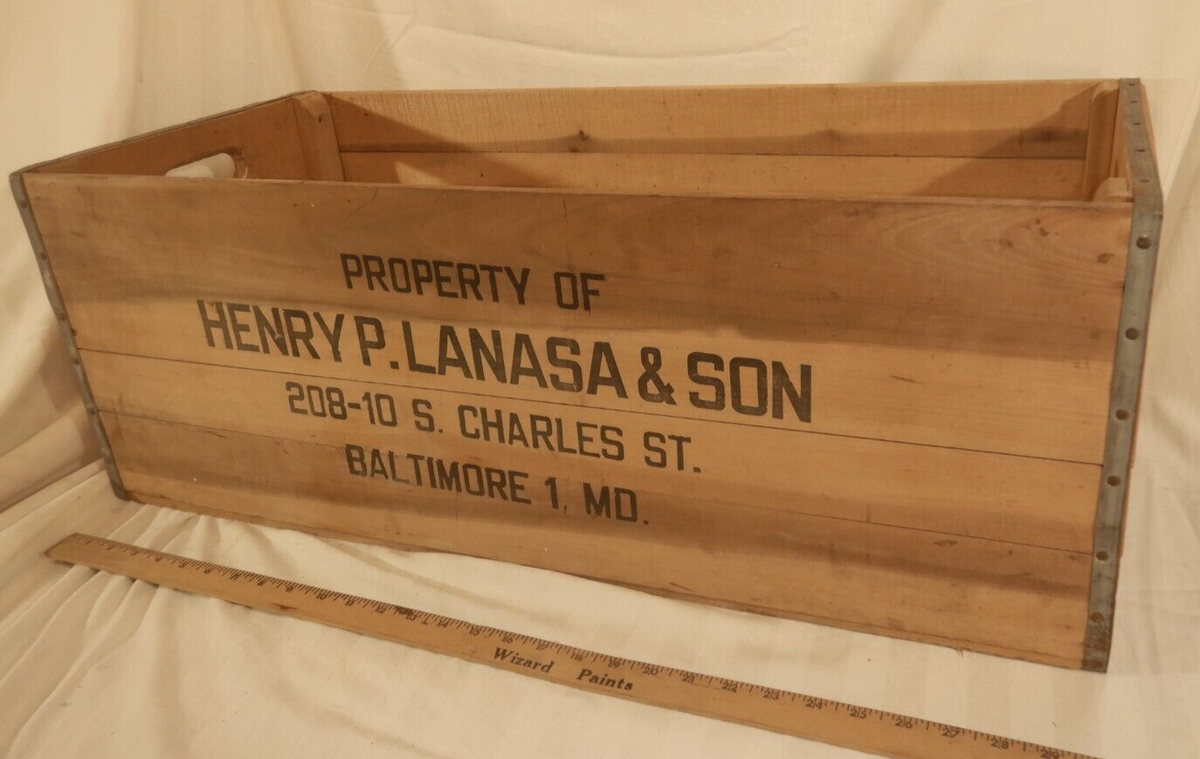 Vintage Baltimore Maryland 1960 Wooden Shipping Crate Advertising