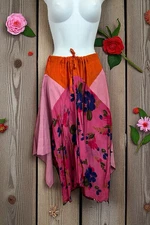 The Morgan Factory Skirt Sz Large Repurposed Handmade Adjustable Mixed Fabrics