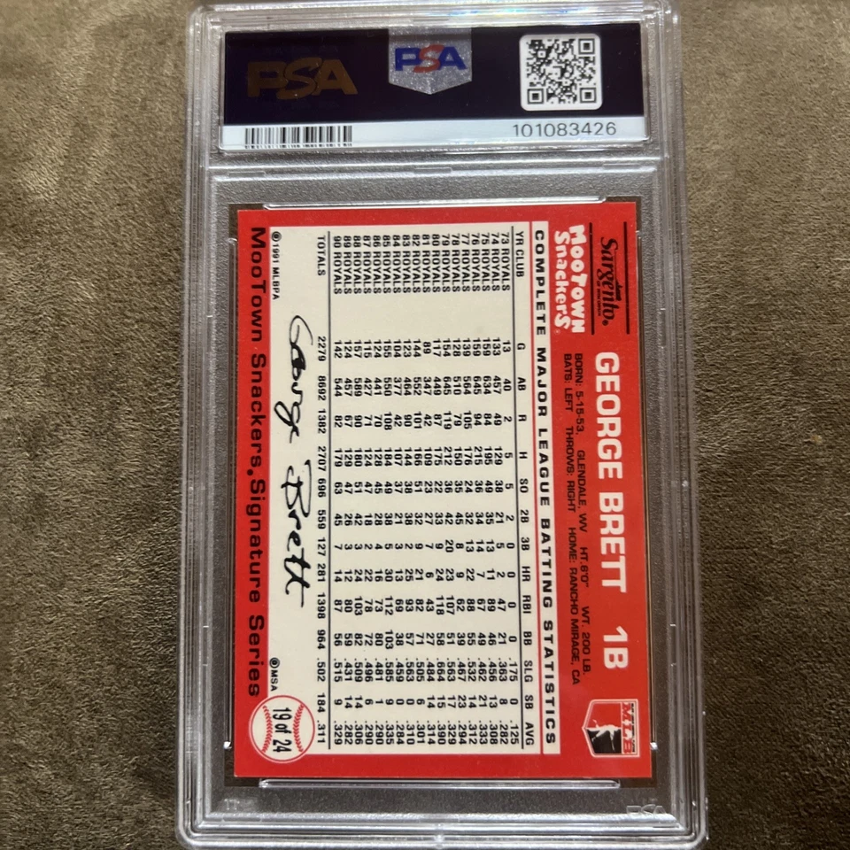 1991 MooTown Snackers Signature Series George Brett #19 PSA 9 MINT - Image 2 of 2