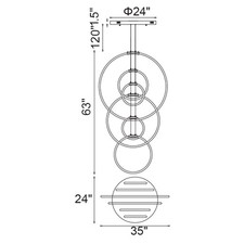 CWI Lighting Hoops 6 Light Contemporary Metal LED Chandelier in Black