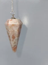 Sunstone Faceted Cone Crystal Dowsing Pendulum Divination Tool