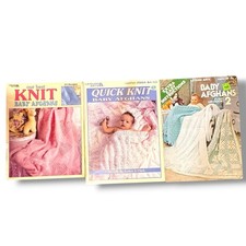VTG Baby Afghan Knit Crochet Patterns Cottage Nursery Granny Yarn Infant Gift