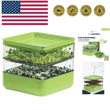 Seed Sprouter Kit, Two Tier Stackable Seedling Starter Tray with Lid, Microgr...