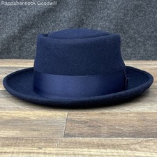 Stetson Cranston Wool Felt Pork Pie Hat Navy Blue Sz S