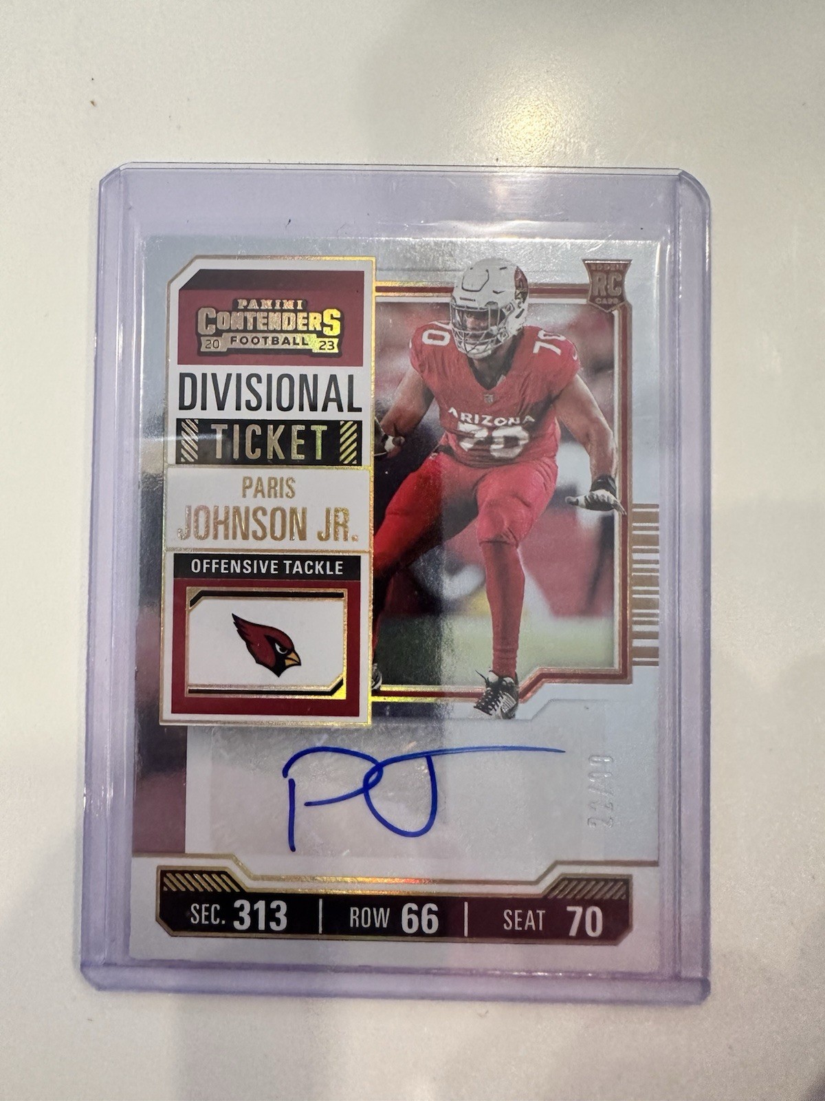 PARIS JOHNSON JR. 2023 CONTENDERS DIVISIONAL TICKET ROOKIE RC AUTO /99 Cardinals