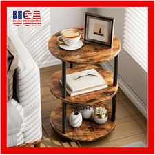 Small round End Table - 3 Tier Design Accent Table, Narrow Side or Bedside Stand