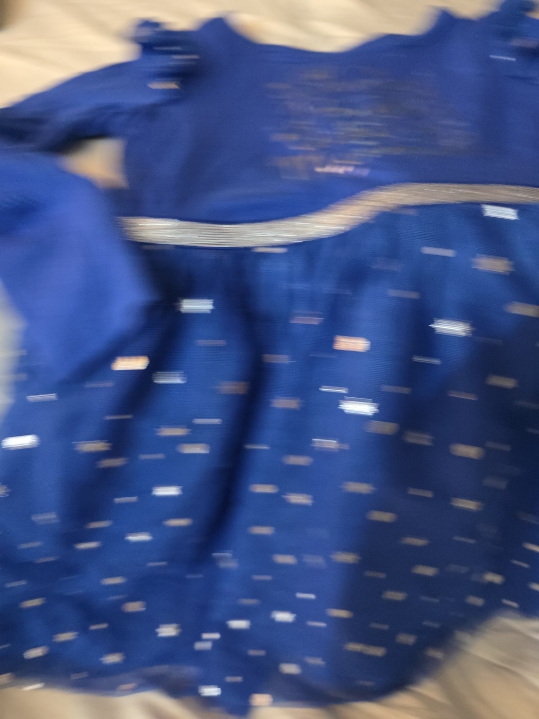 Girl's Cat & Jack Blue Shine Bright Long Sleeve Hanukkah Dress Size 2T