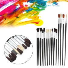 15 Paint Brush Set All Purpose Oil Watercolor Acrylic Art Craft Artist Painting