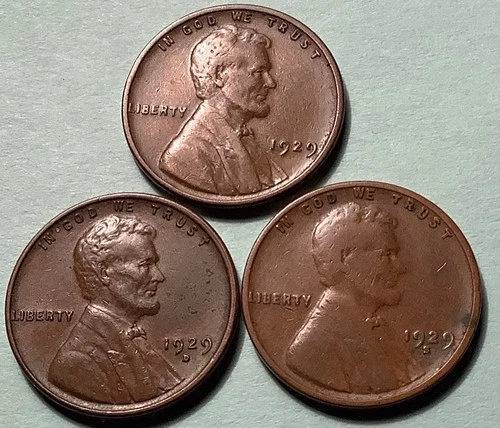 1929 P D & S Lincoln Cents  ONE (1) EACH - ALL REAL NICE COINS - WOW