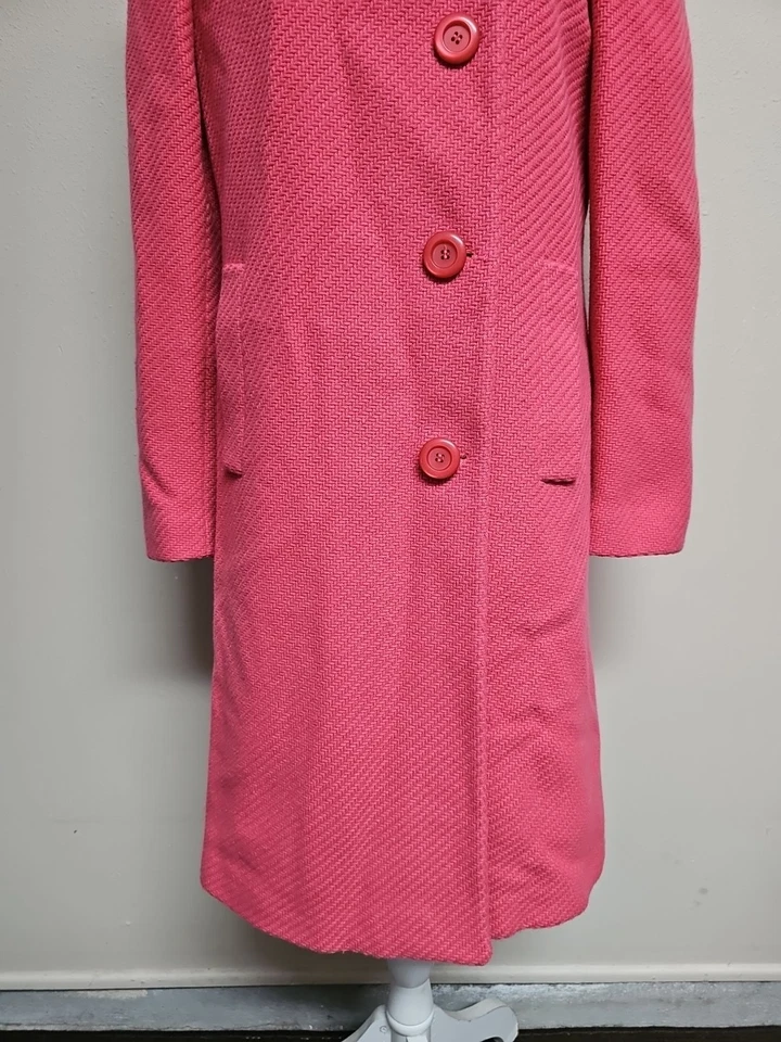 Gabardina para mujer TALBOTS manga larga cuello color coral mezcla de lana.Talla 6 Foto 3 de 4