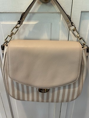 New Kate Spade Ny Mulberry St.  Alicia Leather Handbag Beige Stripes