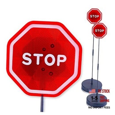 Flashing LED Stop Sign Garage Parking Assistant System | Black & Red - 2 Pack