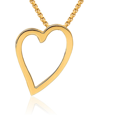 14K massive Gelbgold Herz schwimmende Kette Plättchen Halskette