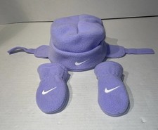 Nike Infant Lavender Purple Fleece Trapper Hat and Mittens Set 12-24 Mo Unisex