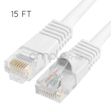15FT CAT5e Cable Ethernet Lan Network CAT5 RJ45 Patch Cord Internet White NEW
