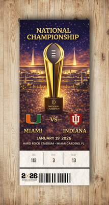 #ad INDIANA vs MIAMI 2026 National Championship Custom Replica Ticket Stub Any Seat $18.99