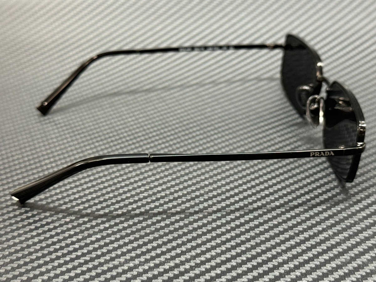 Prada PRA60S 1AB5S0 BRAND NEW Sunglasses Black Dark Grey Rectangle Unisex Prada PR A60S 1AB5S0 Sunglasses Black for Woman - LookerOnline main image 2