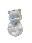 Fenton Glass Bear Figurine Hand Painted Florals Milk Glass Signed 3.5"