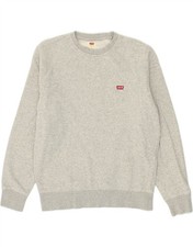LEVI'S Womens Oversized Sweatshirt Jumper UK 10 Small Grey Cotton AL09