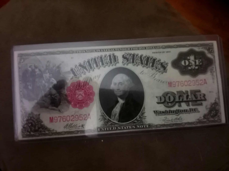 1917 Estados Unidos $1 Cavalo de Serra Tamanho Grande Selo Vermelho, Estado Incrível...! - Imagem 2 de 4